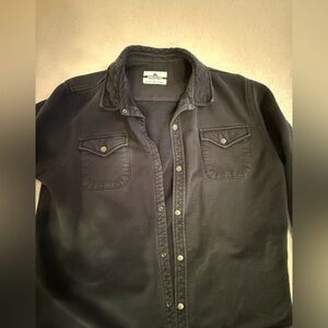 Black Men's Button-Up Shirt Work Jacket